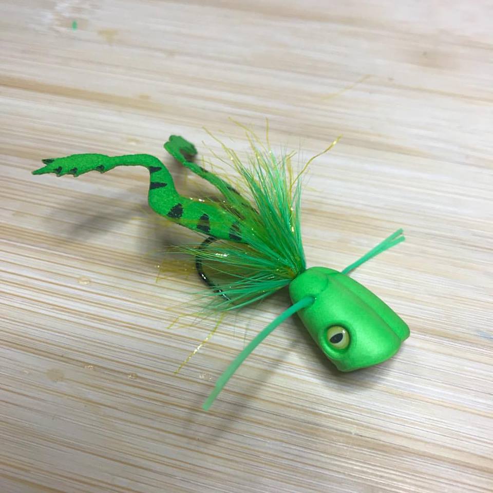 FLY FISHING PIKE OLIVE SPUN DEER HAIR BASS POPPER MUSKY WEED GUARD TOP WATER 